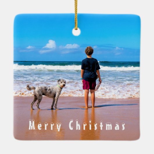 カスタムデザイン – マイペット – クリスマス セラミックオーナメント (裏面)