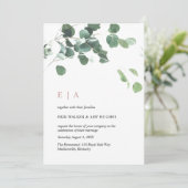 カスタムデザイン#1 – ユーカリ離れ製バラ金ゴールド 招待状 (スタンド正面)