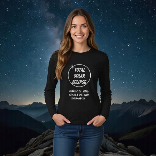 カスタムデザイン 2026年皆既日食 スペイン アイスランド Tシャツ