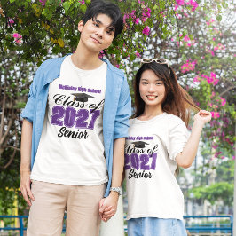 カスタムデザイン 2027年度卒業 紫 高校 Tシャツ