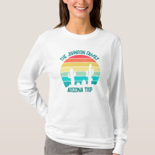 カスタムデザートサボテンサンセットレディースロングスリーブ Tシャツ