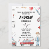 カスタムデジタルキッズドクターバースデーパーティー 招待状 (正面)