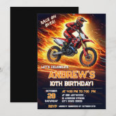 カスタムデジタルモトクロスダートバイク誕生日パーティー 招待状 (正面/裏面)