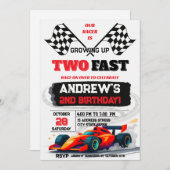 カスタムデジタルレースカーバースデーパーティー 招待状 (正面/裏面)