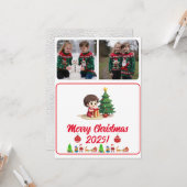 カスタムデジタル2枚写真の伝統的なクリスマスカード カード (正面/裏面インサイチュ)