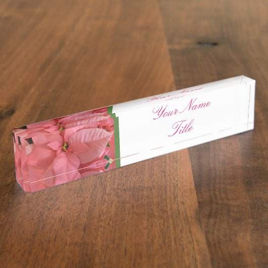 カスタムデスク名プレートポインセチアクリスマスフラワー デスクネームプレート (側面)