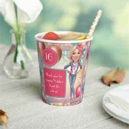 カスタムデニムとラメのSweet16 紙コップ
