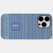 カスタムデニムブルーグレーホワイトカラーストライプ Case-Mate iPhoneケース (裏面 (横))