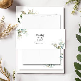 カスタムデリケートなユーカリ結婚ー緑 招待状ベリーバンド