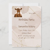 カスタムデート誕生日パーティーブラウンカウファーム動物 招待状 (裏面)