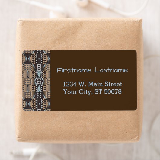 カスタムトゥーペベージュブラウンライトグレーブルーモザイク ラベル (インサイチュ)