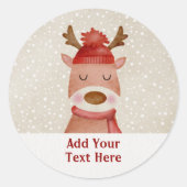 カスタムトナカイのクリスマスのシールのギフトラベル ラウンドシール (正面)