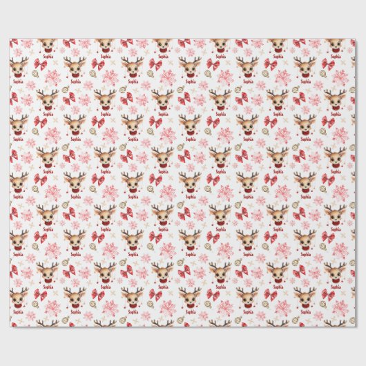 カスタムトナカイのクリスマスプレゼントラップ ラッピングペーパー (フラット)