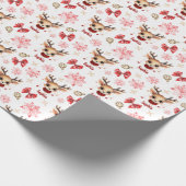 カスタムトナカイのクリスマスプレゼントラップ ラッピングペーパー (角)