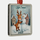 カスタムトナカイ及び雪だるま メタルオーナメント (右)