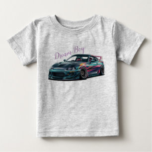 カスタムトヨタスープラとレーシングデカールTシャツ ベビーTシャツ