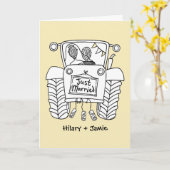 カスタムトラクタカントリー素朴バン結婚ズカード カード (黄色い花)