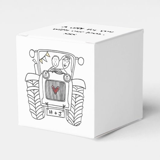 カスタムトラクター国の結婚式をテーマにした特典ボックス フェイバーボックス (正面サイド)