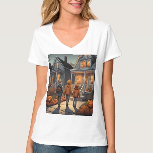 カスタムトリックまたはハロウィーンの治療 Tシャツ (正面)