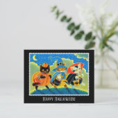 カスタムトリックまたはハロウィーンキャットウィッチ ポストカード (スタンド正面)