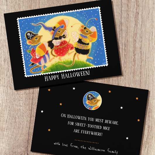 カスタムトリートハロウィーンネズミフラット カード