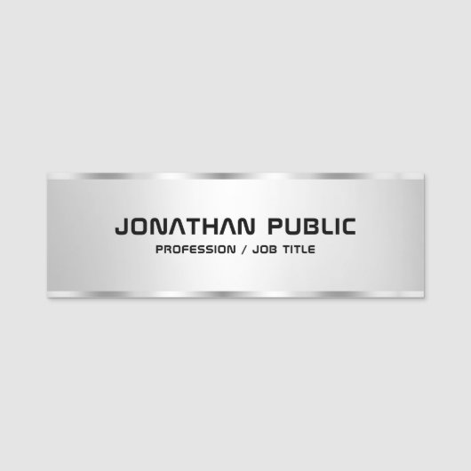 カスタムトレンディーシルバールックエレガントモダンテンプレート 名札 (正面)