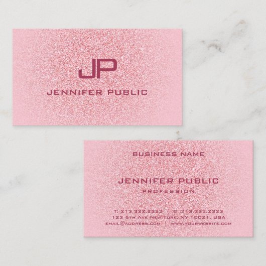 カスタムトレンディーピモダンンクエレガントローズ金ゴールド 名刺 (正面/裏面)