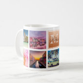 カスタムトレンディーフォトコラージモノグラム名 コーヒーマグカップ (正面左)