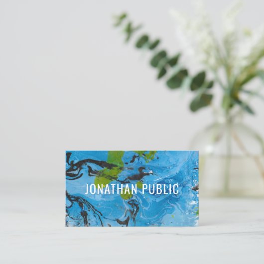 カスタムトレンディーブルーイエローモダン抽象芸術エレガント 名刺 (スタンド正面)