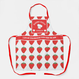 カスタムトレンディーホワイト&レッドストロベリーベーキング エプロン