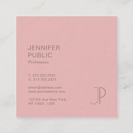 カスタムトレンディーモダンデザインモノグラムテンプレート スクエア名刺 (裏面)