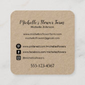 カスタムトレンディーモダンフラワーファーム植物学フローラ スクエア名刺 (裏面)