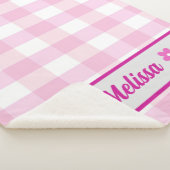 カスタムトレンディー可愛いピンク白市松模様に型柄 シェルパブランケット (3/4)