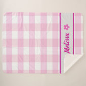 カスタムトレンディー可愛いピンク白市松模様に型柄 シェルパブランケット (正面(横))