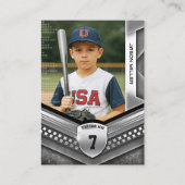 カスタムトレーディングカード、ブラックシルバースポーツテンプレート コーリングカード (正面)