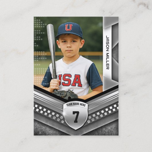 カスタムトレーディングカード、ブラックシルバースポーツテンプレート コーリングカード (正面)