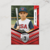 カスタムトレーディングカード、レッドシルバースポーツテンプレート コーリングカード (正面)