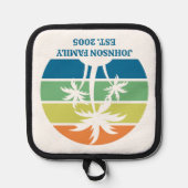 カスタムトロピカルアイランドハウスパームツリーズ 鍋敷き (正面)