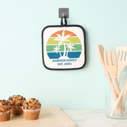 カスタムトロピカルアイランドハウスパームツリーズ 鍋敷き (インサイチュ (吊り下げ))