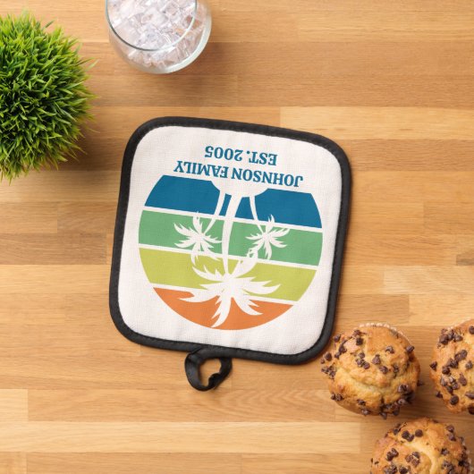 カスタムトロピカルアイランドハウスパームツリーズ 鍋敷き (トップダウン)