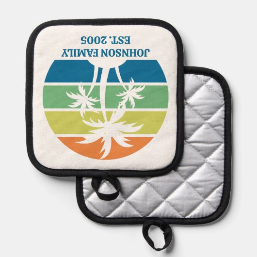 カスタムトロピカルアイランドハウスパームツリーズ 鍋敷き (正面/裏面)