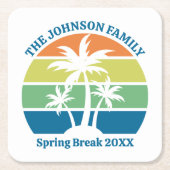 カスタムトロピカルアイランドパーティーヤシ スクエアペーパーコースター (正面)