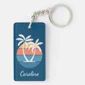カスタムトロピカルアイランドビーチ海サンセットアート キーホルダー (裏面)