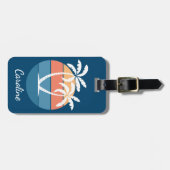 カスタムトロピカルアイランドビーチ海サンセットアート ラゲッジタグ (正面横)