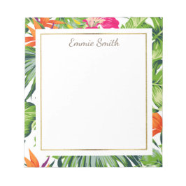 カスタムトロピカルグ葉ローンクの花 ノートパッド