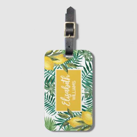 カスタムトロピカルサマー地中海のレモン ラゲッジタグ (正面縦)