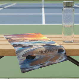 カスタムトロピカルサンセットクリフス - コーストスポーツ ハンドタオル