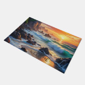 カスタムトロピカルサンセットクリフ鮮やかス ドアマット (アングル)