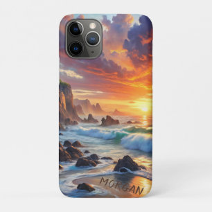 カスタムトロピカルサンセットクリフ鮮やかス iPhone 11 PROケース