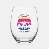 カスタムトロピカルサンセットパームツリービーチハウス ステムなしワイングラス (正面)